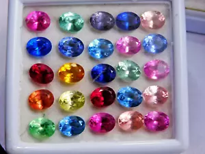 Lote de 10 piedras preciosas sueltas certificadas de zafiro 9x7 mm mezcla natural corte ovalado - Imagen 1 de 6