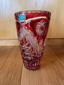 Lausitzer Crystal Cut Glass Vase Red 24% PbO German Democratic Republic era - Picture 1 of 9