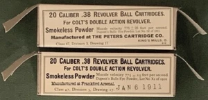 FRANKFORD & PETERS .38 REVOLVER BALL PRE-WW I NEW REPLICA 20 ROUND MUNITION BOXEN - Bild 1 von 12