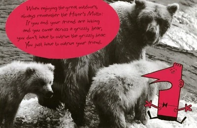 Funny BIRTHDAY Card, Hiker's Motto Outrun Friend Bears by American Greetings +✉ - Image 1 of 4