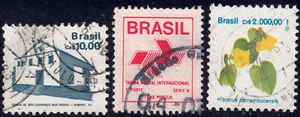1988-93 Brazil SC# 2068-2270 - Architecture - Flower - 3 Different Stamps - Used - Picture 1 of 2