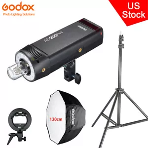 US Godox AD200ProII TTL HSS Flash Speedlite+120cm Umbrella Softbox Bracket Stand - Picture 1 of 19