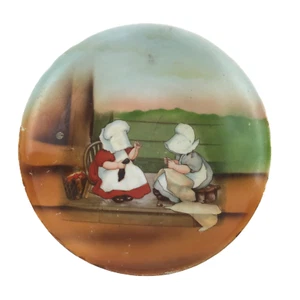 Royal Bayreuth Sunbonnet Baby Babies Porcelain Small Bread Plate Mending Vtg U32 - Picture 1 of 3
