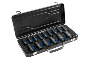 Set di prese a impatto profondo 1/2" per azionamento 15 pezzi CrMo 6 punti Hogert - Foto 1 di 2