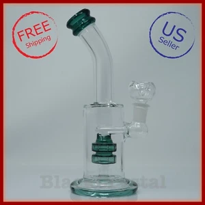8.75 in Premium Green 45° 2 Disk Hookah Bubbler Tobacco Smoking Water Pipes - Picture 1 of 5