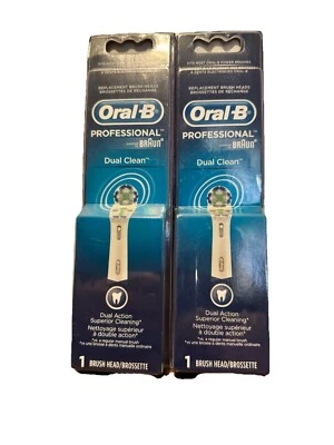 Lot 2 New ORAL B PROFESSIONAL DUAL CLEAN 1 Tooth BRUSH HEAD EB417-1 - Image 1 of 2