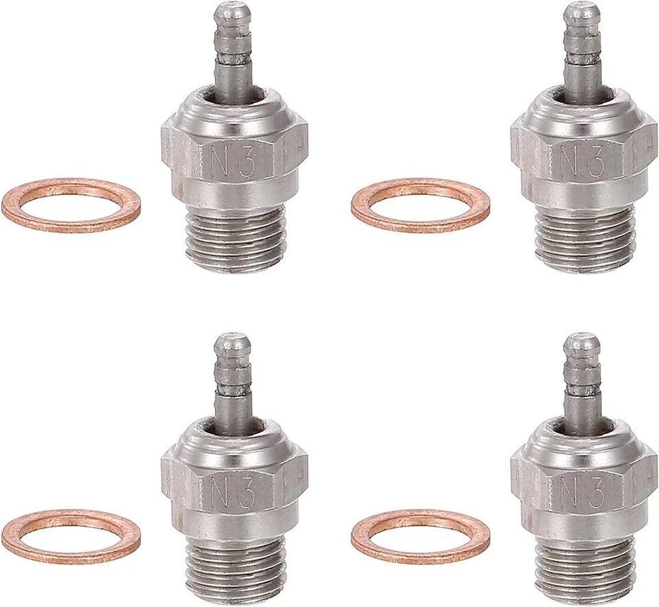 4pcs N3 Hot Glow Plug for Traxxas Kyosho HSP HPI Redcat 1/8 1/10 RC Truck Buggy - Image 1 of 4
