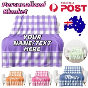 Personalised Blanket Flannel Throw Soft Name Text Custom Bed Sofa Christmas Gift - Picture 1 of 34