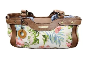 Caribbean Joe Let Go Charm Handbag Canvas Front Buckle Design Tropical Print - Picture 1 of 13