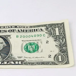 $1 Bill Fancy Serial Number Five of a Kind 0's (B 20004090 C) 2017 - Picture 1 of 3