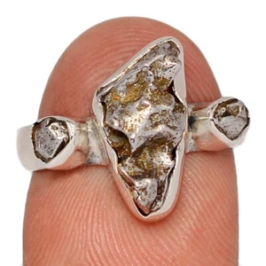 Anillo Meteorito Natural Campo Del Cielo, Argentina Plata 925 Joyería s.7 CR73690 - Imagen 1 de 1