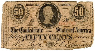 1863 50C Richmond, VA Confederate Note Fr.#T63 - Image 1 of 2