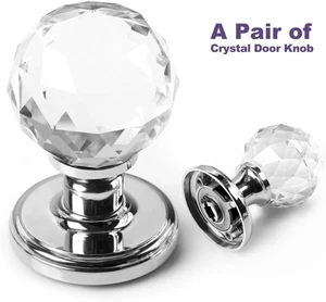 Crystal Door Handle 65Mm round Clear Glass Door Knobs Extra Large Kitchen Doo... - Picture 1 of 12