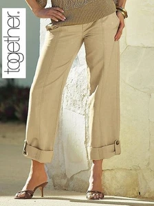 NEU LÄSSIGE EDELSTYLE KREMPEL HOSE UMSCHLÄGE RIEGEL GR 36 TOGETHER beige *477228 - Bild 1 von 2