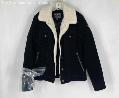 Guess Mens Black Long Sleeve Pockets Sherpa Bomber Jacket Size X-Small - Image 1 of 4