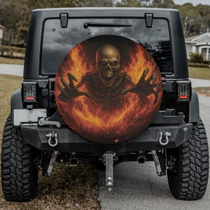 Feuriges Skelett Grim Horror Ersatzreifenabdeckung Scary Skull Radschutz für Auto - Bild 1 von 6