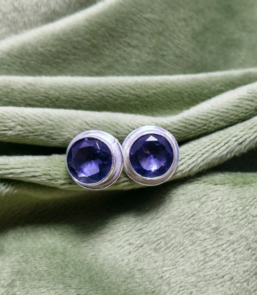 Handmade Sapphire Cufflinks 925 Sterling Silver Men’s Luxury Healing Gemstone - Image 1 of 4