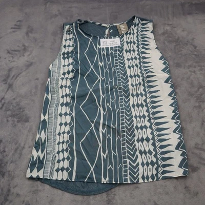 Camisa Dolan Mujer L Azul Geo Estampado Colección Costa Izquierda Sin Mangas Informal Top Foto 1 de 4