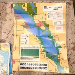 Mapas de lagos turísticos de colección de los años 80 DES MOINES Iowa Saylorville Lake Red Rock T30 - Imagen 1 de 6