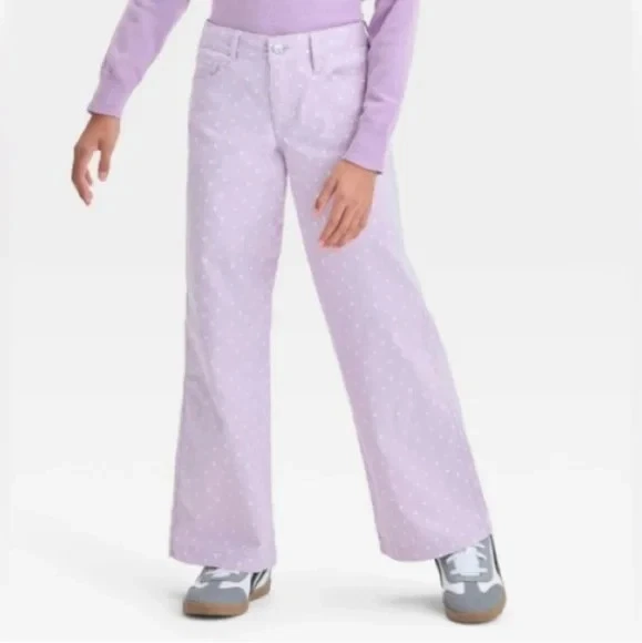 Art Class Girls Wide Leg Heart Print Pants Lavender Size 10