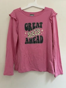 Garanimals Kids Girls Great Days Ahead Cotton Ruffle Long Sleeve Shirt Pink 10 - Picture 1 of 6