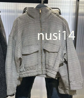 CHAQUETA BOMBER ZARA NUEVA MUJER PATA DE GALLO CRUDO NEGRA XS-XL 9151/142/070 Foto 1 de 2