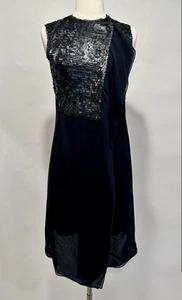 PEACHOO + KREJBERG schwarz Pailletten verziert Seide Chiffon Wickel Bluse Top S - Bild 1 von 4