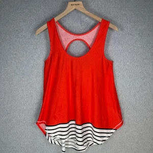 Deletta Damen Rot Tank Top Neckholder Cutout Medium Baumwolle Gestreifter Saum - Bild 1 von 8