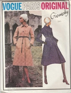 Rare 1970 Vintage Vogue Paris Sewing Pattern Givenchy 2411 Semi Fitted Coat B34 - Picture 1 of 2