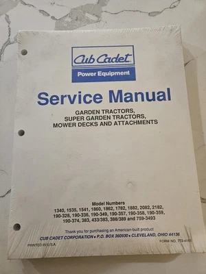 Cub Cadet Service Manual Book 1340 1535 1541 1861 1862 1860 2182 2082 1882 1782 - Image 1 of 2