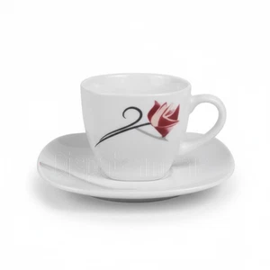 12 Pcs Opal Glass Tea Cup & Saucer Set Coffee Cups White Tea Set Dishwasher Safe - Picture 1 of 4