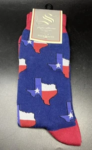 NEW! Socksmith Men’s Socks Novelty Crew Cut Socks Texas USA Navy  Red A8 - Picture 1 of 4