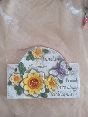 Colgante Decoración Cadena Piedra Mariposa Exterior Interior Jardín Flores Amarillo  Foto 1 de 4