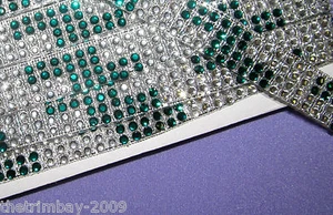 Emerald Green Reflective Clear Diamante Designer Trimming Braid - Picture 1 of 1
