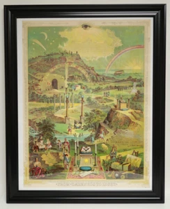 Von der Dunkelheit zum Licht Freimaurer Litho Poster Freimaurer 1887 Pettibone 20" x 26" - Bild 1 von 23