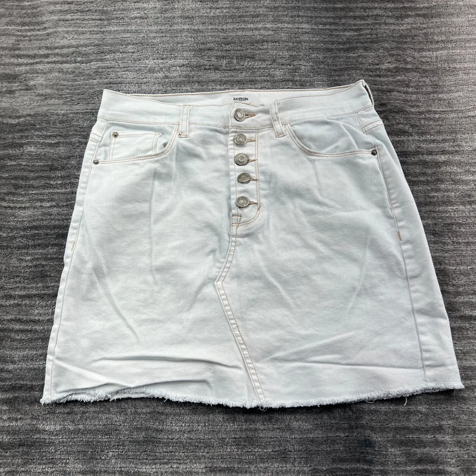 Falda de mezclilla blanca lavada ligera Kensie Jeans talla 4/27 para mujer Foto 1 de 4
