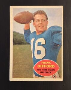 1960 Topps #74 FRANK GIFFORD -- HOF New York Giants -- VG, No Creases!