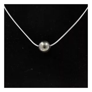 Necklace 1 Pearl Pyrite D' Spain 8 MM Chain Stainless Steel - Picture 1 of 3