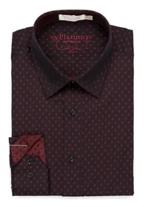 Platino Shirt Burgundy Marquis L 16 1/2 34-35 - Picture 1 of 2