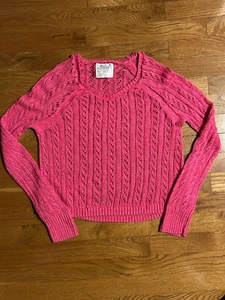 JUSTICE Girls Pink Crochet Knit Sweater Sz 14 - Picture 1 of 3