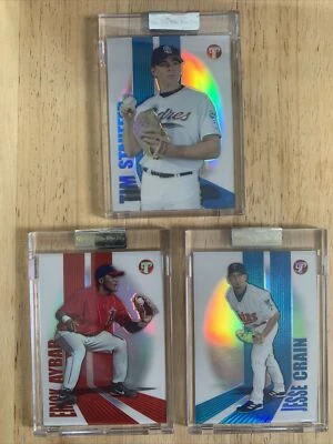 Trío de novato Topps 2004 refractor sin circular/999 Stauffer Aybar Crain Foto 1 de 4
