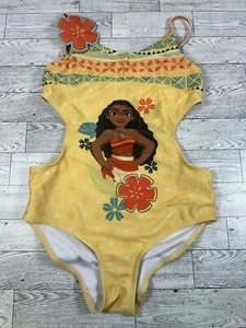 Girls Disney Swimsuit Princess Moana One Piece  Swimwear Size 7/8 Flower - Picture 1 of 5