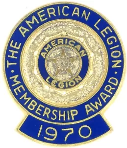 1970 Vintage American Legion Membership Award Anstecknadel Kriegsveteran Hut Tack - Bild 1 von 3
