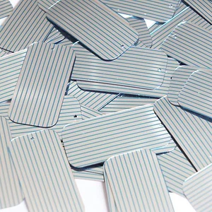 Sequin Rectangle 1.5" Aqua Silver Pinstripe Pattern Metallic Couture Paillettes - Picture 1 of 2