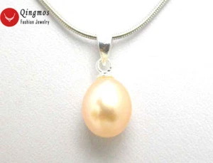 8MM Natural Pink Drop Pearl Pendant Necklace for Women 17" Chokers Chain Jewelry - Picture 1 of 6