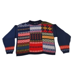 Suéter de Algodón Lizsport Patchwork Colorido Tejido Pullover Cuello Redondo Talla M - Imagen 1 de 8