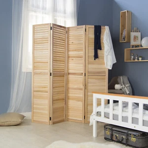 Raumteiler Trennwand Holz Paravent Sichtschutz Spanische Wand Natur Homestyle4u - Bild 1 von 7
