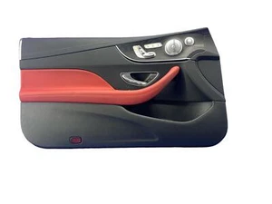2019-2023 MERCEDES E450 COUPE FRONT LEFT DOOR TRIM COVER PANEL BLACK W/ RED - Picture 1 of 21