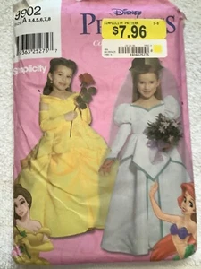 DISNEY PRINCESS KIDS COSTUME PATTERN Simplicity 9902 SIZE 3-8 UNCUT - Picture 1 of 2