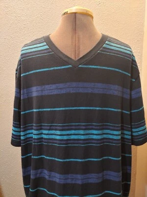 Urban Pipeline Blue And Teal Striped V Neck Tee Shirt Size XXL - Image 1 of 4